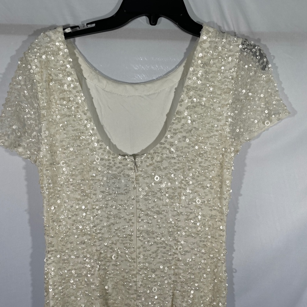 New Adrianna Papell sequin scoop back gown ivory 10 - Picture 13 of 16